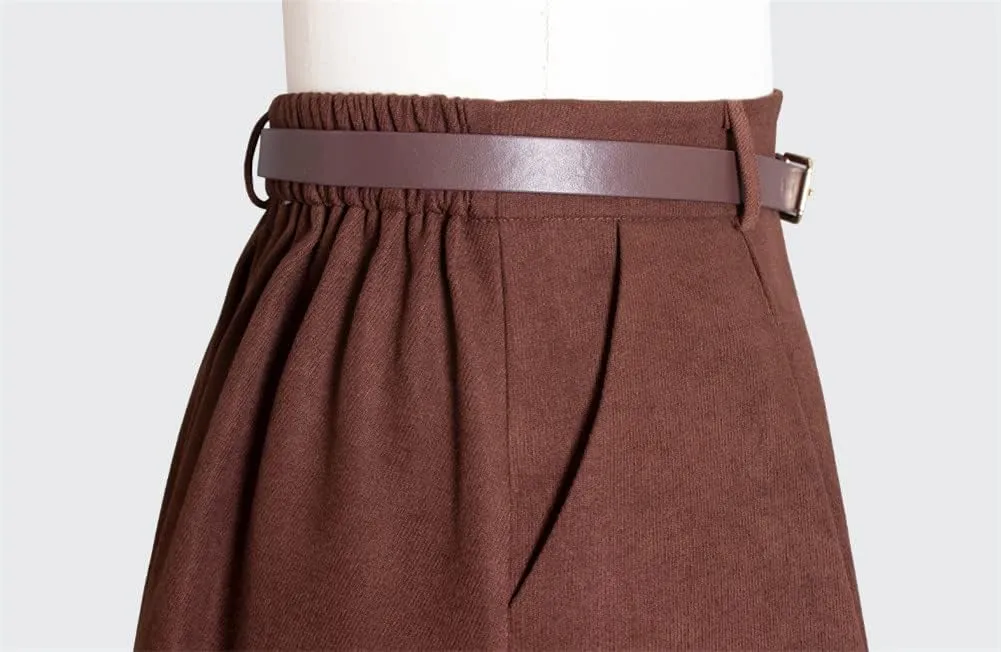 Youllyuu Spring A Line Single Breasted Decoration Women Midi Skirts Elastic Waist Skirt with Belt