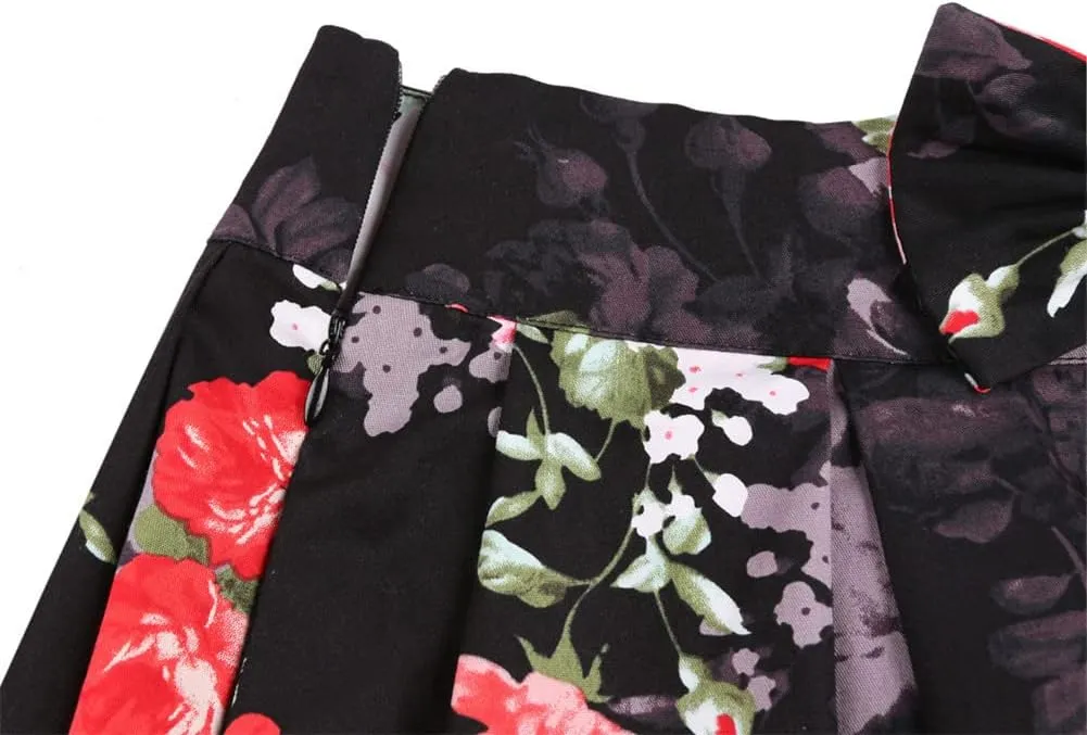 Youllyuu Summer Floral Print Women Skirt High Waist Y2K Pleated Bow Pocket Midi Skirt
