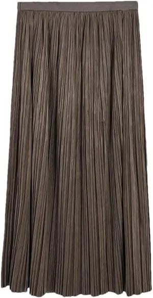 Youllyuu Velour High Waist Pleated Skirt Women Midi Skirt Ladies Autumn Winter Thick Skirts