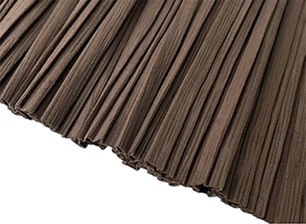 Youllyuu Velour High Waist Pleated Skirt Women Midi Skirt Ladies Autumn Winter Thick Skirts
