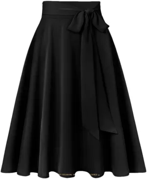 Youllyuu Women A Line Chiffon Skirt High Waist Long Midi Skirts Lace Up Skirt