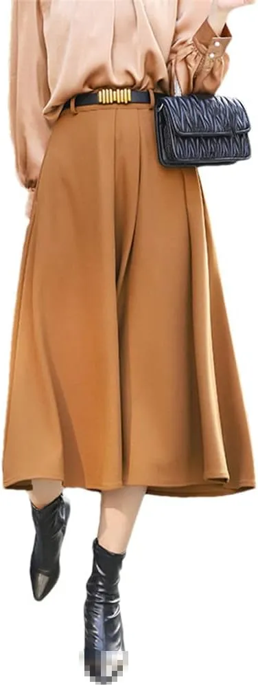 Youllyuu Women A Line Swing Skirt Party Office Ladies Midi Skirts