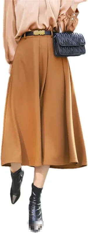 Youllyuu Women A Line Swing Skirt Party Office Ladies Midi Skirts